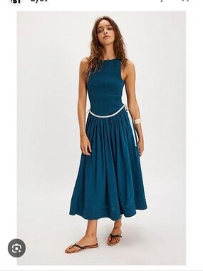 Free People Nightengale Searsucker Sleeveless Midi Dress